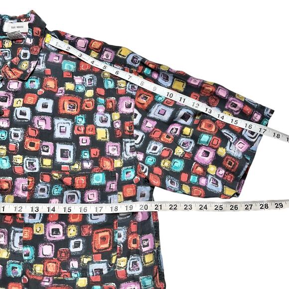 Silk House | Men | Vintage 100% Silk Abstract Print SS Button Up Shirt | Small - Picture 5 of 8